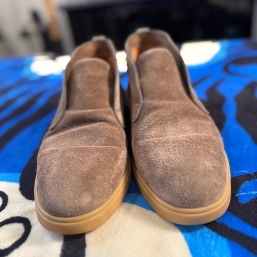 Santoni Brown Suede Chukka Slip-On Boots with Tan Soles